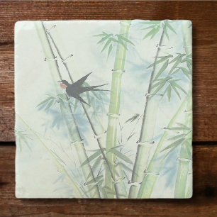 Porta-copo De Pedra Floresta de Bambu - verde