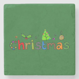 Porta-copo De Pedra Floresta de Natal Verde