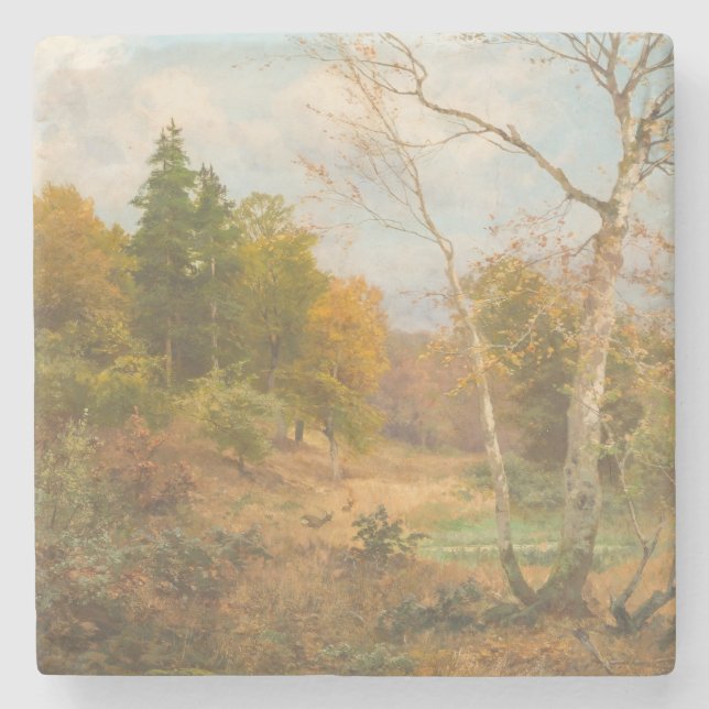 Porta-copo De Pedra Floresta do outono - Heinrich Böhmer (Frente)