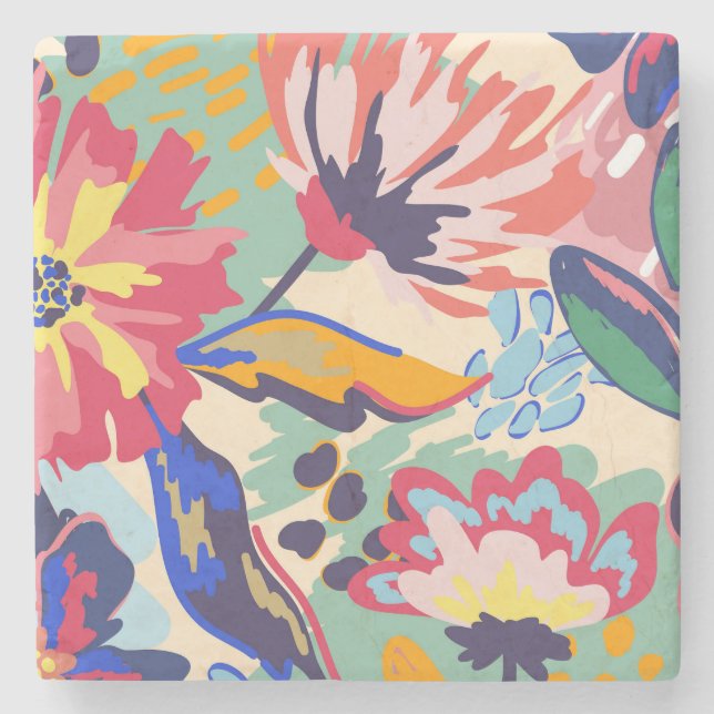 Porta-copo De Pedra Floresta e rosas (Frente)