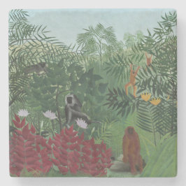 Porta-copo De Pedra Floresta Tropical com Macacos e Cobra (Rousseau)