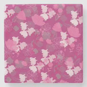 Porta-copo De Pedra flower pink