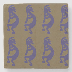 Porta-copo De Pedra Flute Playing Kokopelli Figura 1 - Azul em verde