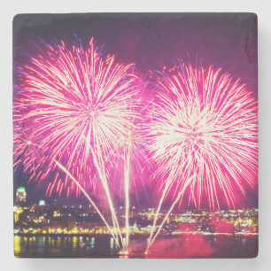 Porta-copo De Pedra Fogos-de-artifício cor-de-rosa