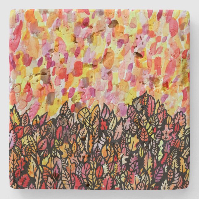 Porta-copo De Pedra Folha de outono (Frente)