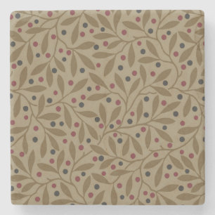 Porta-copo De Pedra Folha e Berry Patterno deixa Trabalho de arte Nouv