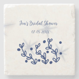 Porta-copo De Pedra Folhas de estrelas azuis luxo real chá de panela 