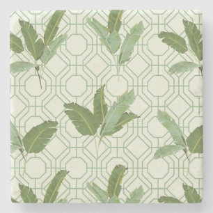 Porta-copo De Pedra Folhas de Palma Tropicais