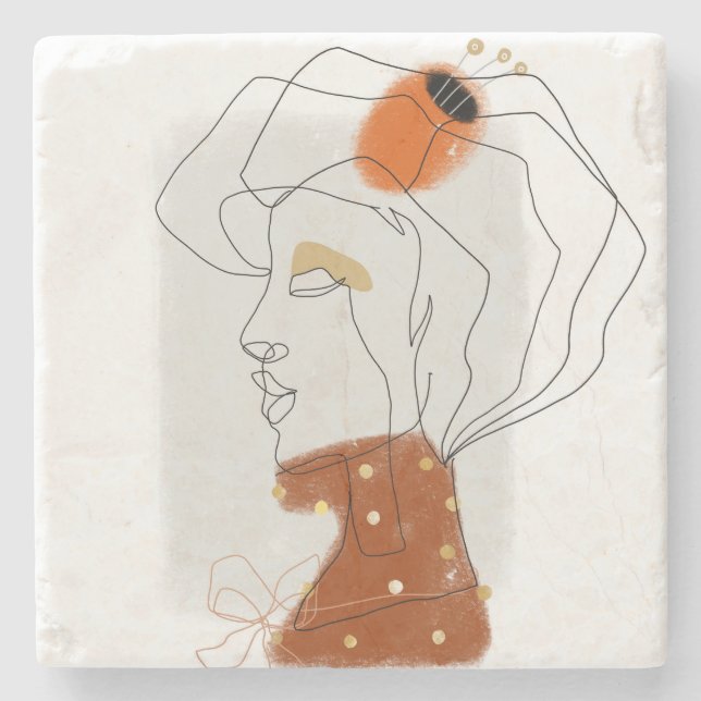 Porta-copo De Pedra Folhas Tropicais, Design de padrão sem costura. (Frente)