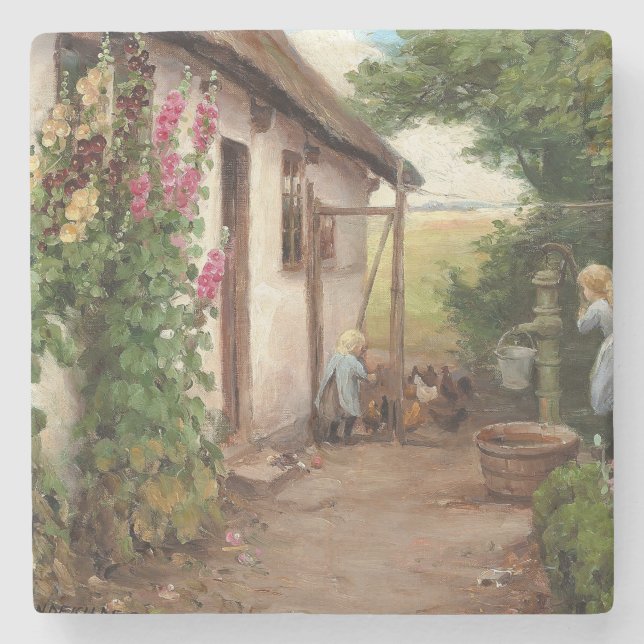 Porta-copo De Pedra Fora da fazenda - H.A. Brendekilde (Frente)