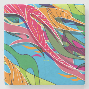 Porta-copo De Pedra Formas e Linhas Abstratos legal e Coloridas