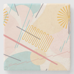 Porta-copo De Pedra Formas e Linhas de Abstrato de Pastel legal e Colo