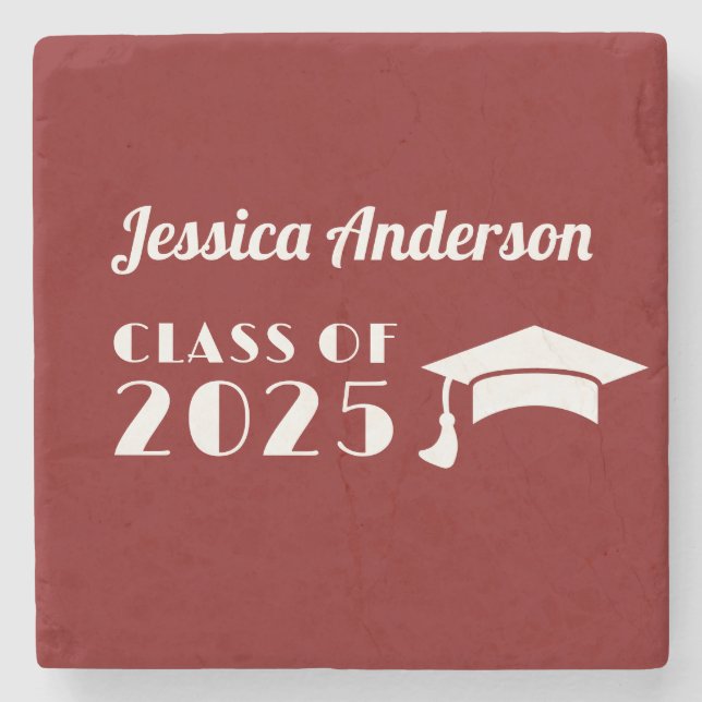 Porta-copo De Pedra Formatura Personalizada Marrom e Branco  (Frente)
