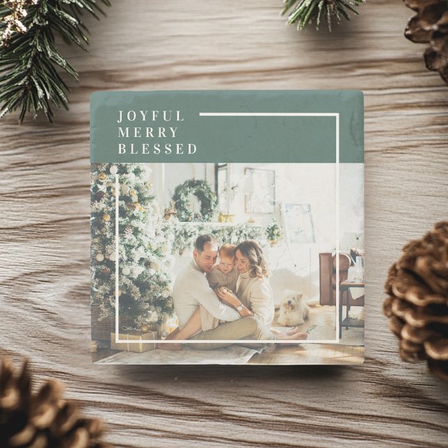 Porta-copo De Pedra Foto da família moderna | Feliz alegre abençoada | (Criador carregado)