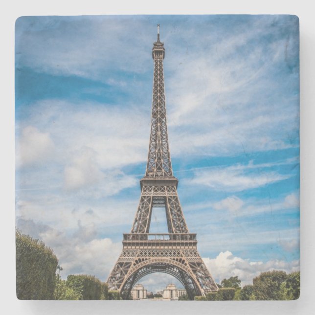Porta-copo De Pedra Foto da torre Eiffel (Frente)