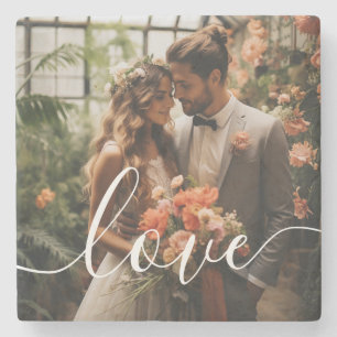 Porta-copo De Pedra Foto de casal personalizada 'Amor'