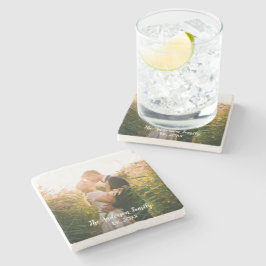 Porta-copo De Pedra Foto de casamento personalizada