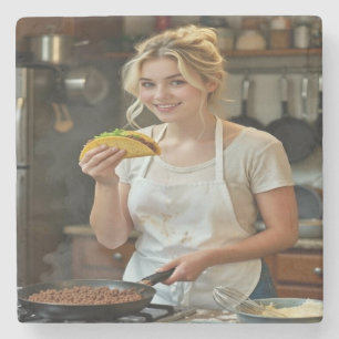Porta-copo De Pedra Foto de Comer Tacos Personalizar