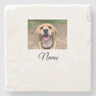 Porta-copo De Pedra Foto do gato-do-cão adicionar nome de animal cu pe