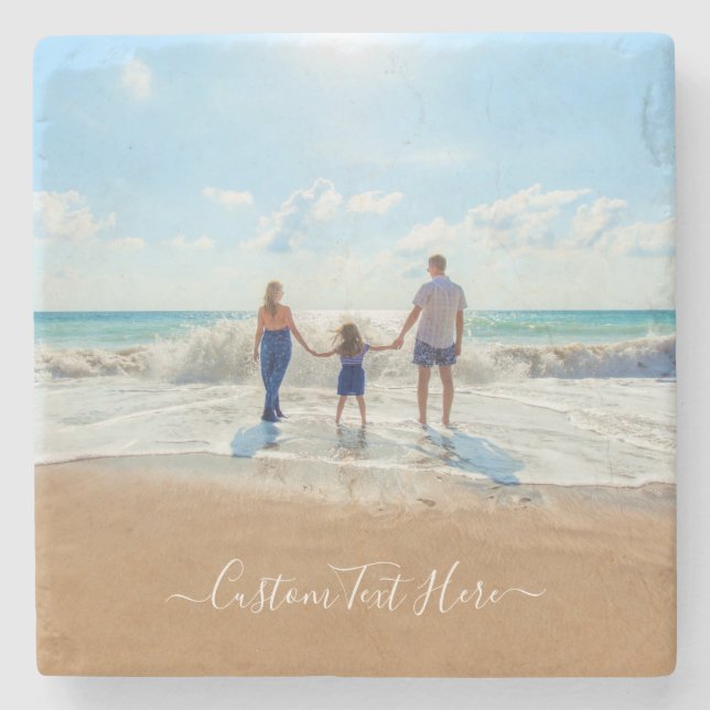 Porta-copo De Pedra Foto e texto personalizados - Design único - (Frente)