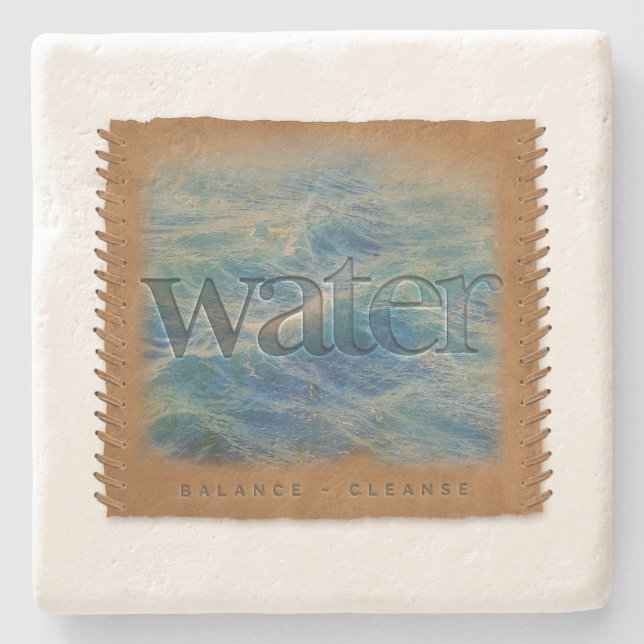Porta-copo De Pedra Four Elements - Water - Limestone Coaster (Frente)