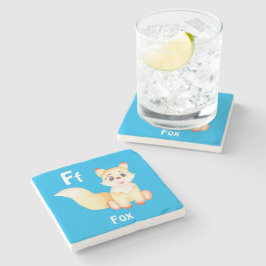 Porta-copo De Pedra Fox personalize ABC: Carta F - Adicione seu nome