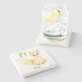 Porta-copo De Pedra Fox personalize ABC: Carta F - Adicione seu nome