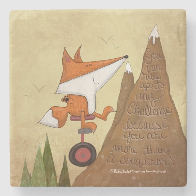 Porta-copo De Pedra Fox Uniciclist-Mais que Conquistador (Frente)