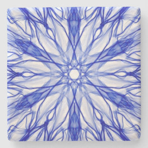 Porta-copo De Pedra Fractal Real e Azul Médio