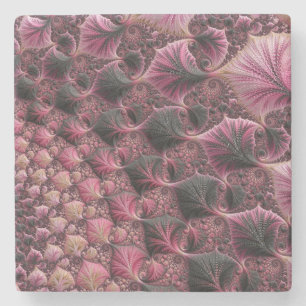 Porta-copo De Pedra Fractal Rosa