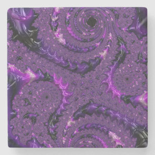 Porta-copo De Pedra Fractal Roxo