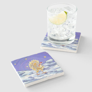 Porta-copo De Pedra Frango de Natal