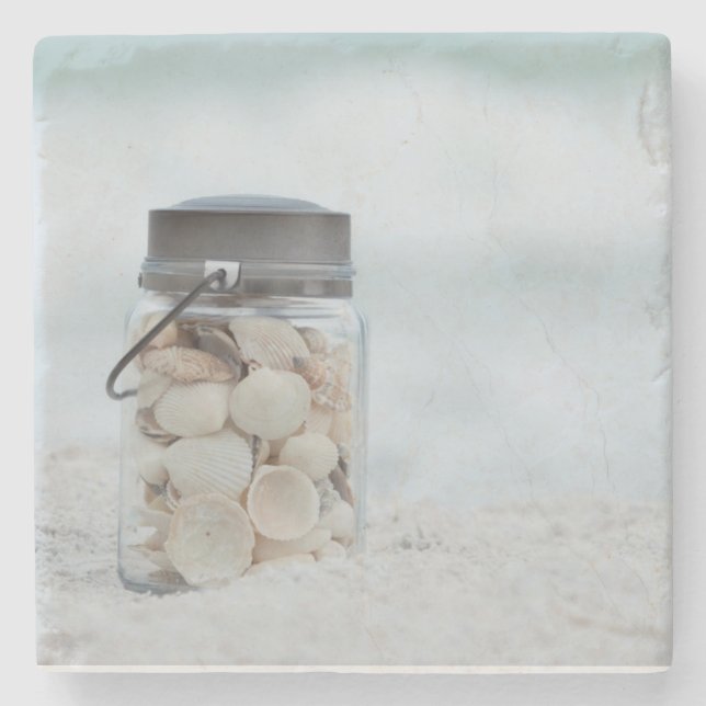 Porta-copo De Pedra Frasco dos Seashells na praia | Florida (Frente)