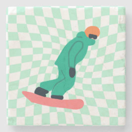 Porta-copo De Pedra Freeride Snowboarder Em Traje Verde Verificado