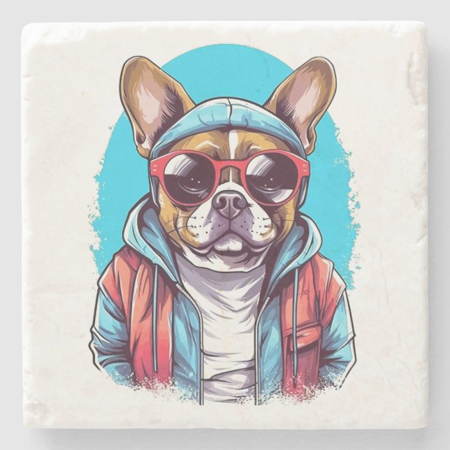 Porta-copo De Pedra Frenchie French Bulldog Dog (Frente)