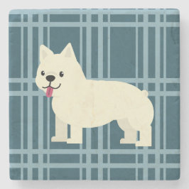 Porta-copo De Pedra Frenchie Xadrez Blue