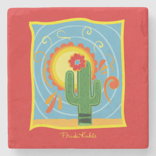 Porta-copo De Pedra Frida Kahlo Cactus Graphic