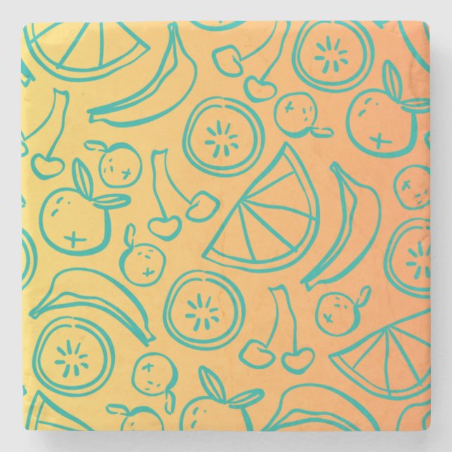 Porta-copo De Pedra Frutas (Frente)