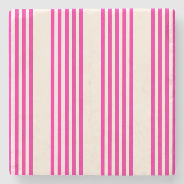 Porta-copo De Pedra Fuchsia e beige cinco listras padrão (Frente)