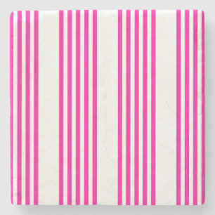 Porta-copo De Pedra Fuchsia e padrão de cinco faixas brancas