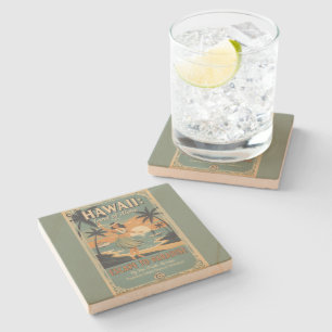 Porta-copo De Pedra Fuga para o Paraíso Terrestre Havaiano Vintage