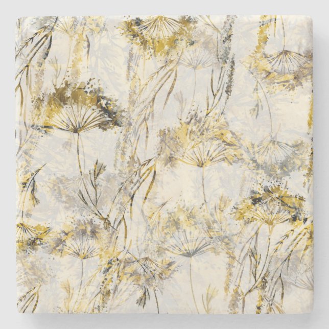 Porta-copo De Pedra fundo aquarela abstrato: dandelion, juniper (Frente)
