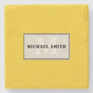 Porta-copo De Pedra Fundo de Limão Profundo do Monograma Minimalista