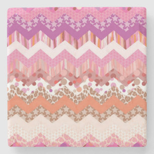 Porta-copo De Pedra Fundo de ziguezague rosa