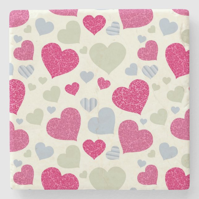 Porta-copo De Pedra Fundo dos corações (Frente)