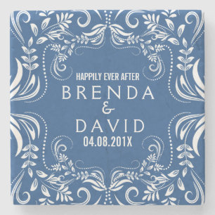 Porta-copo De Pedra Fundo floral branco do costume do quadro do laço