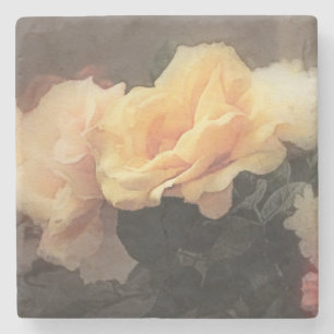 Porta-copo De Pedra fundo floral do vintage da arte em cores pastel