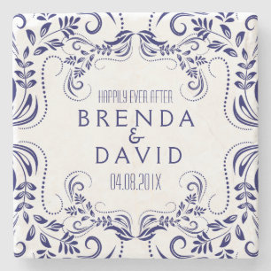 Porta-copo De Pedra Fundo Personalizado do Quadro de rendas Floral Rea