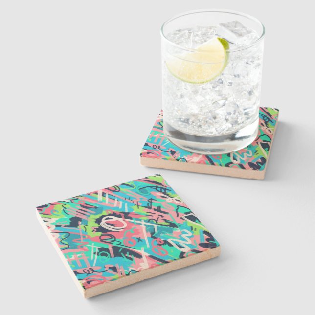 Porta-copo De Pedra Funky Abstrato Art (Lateral)