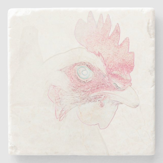 Porta-copo De Pedra Funky Chicken Hen Rooster Head (Frente)